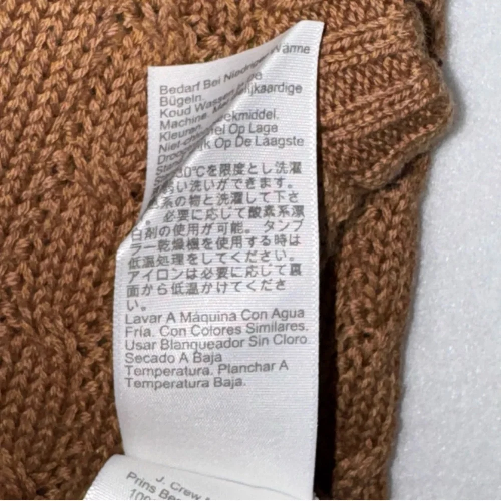 J.Crew Heritage Cotton Cable-Knit Cardigan Sweater Vest Brown Camel Men Sz XL